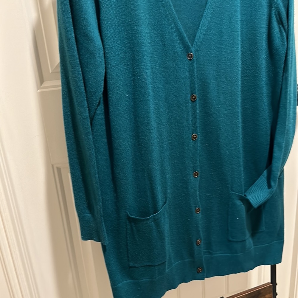 Maurice’s size XL teal button long cardigan - Picture 3 of 3